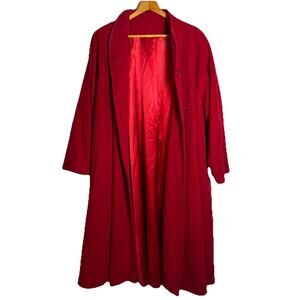 Vintage Union Made Long Red Coat Wool Size 10